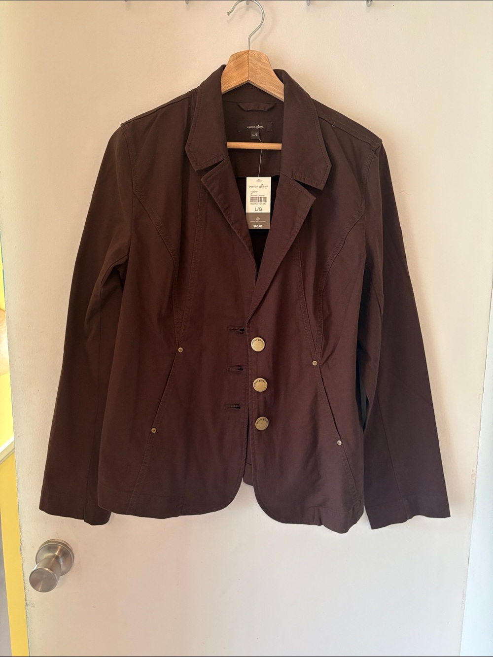 Cotton Ginny Brown Button-Front Women's Lightweight Cotton Jacket NWT